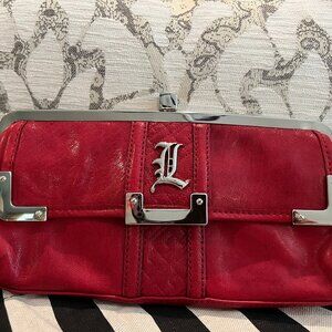 LAMB by Gwen Stephani - Red Leather Clutch Silver Hardware